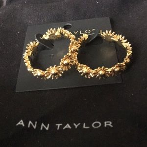 Ann Taylor gold daisy hoop earrings